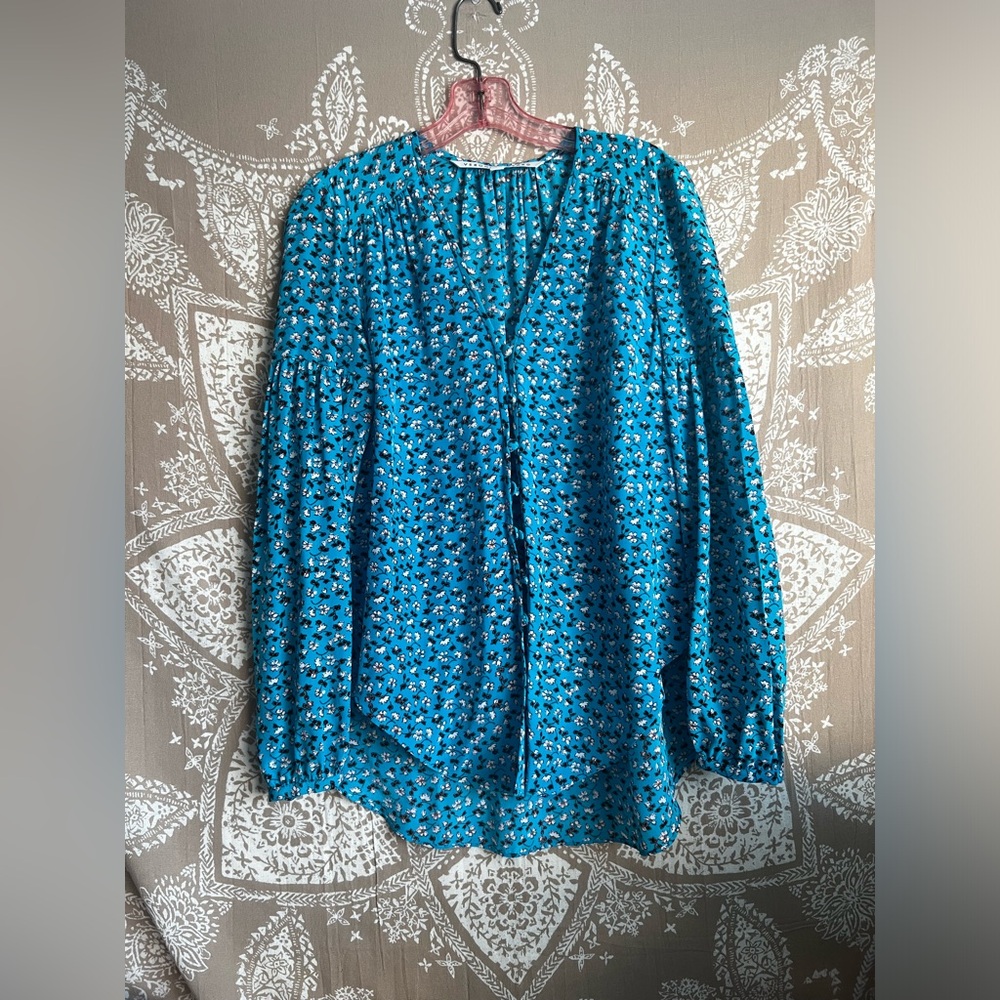 Veronica Beard Roca V-Neck Button-Front Floral-Pr… - image 3